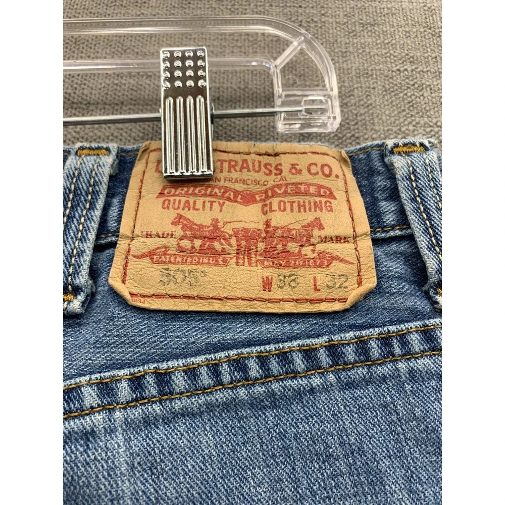 Levi's 505 Jeans Mens 33x32 Blue Denim Light Wash Mid Rise Regular Fit Straight